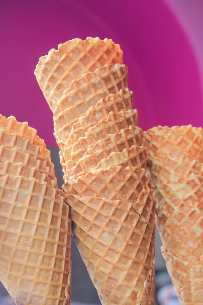 Ice cream cone stack on display